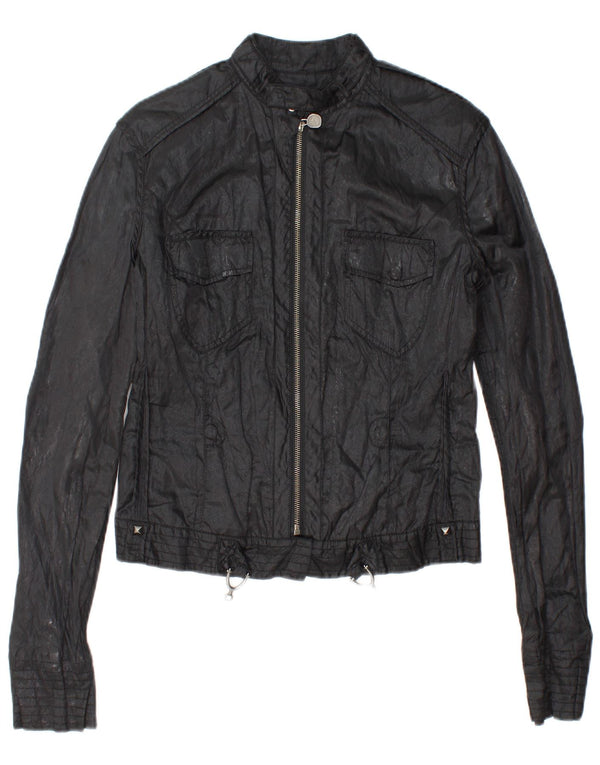 Giacca utility corta GUESS da donna UK 14 grande cotone nero