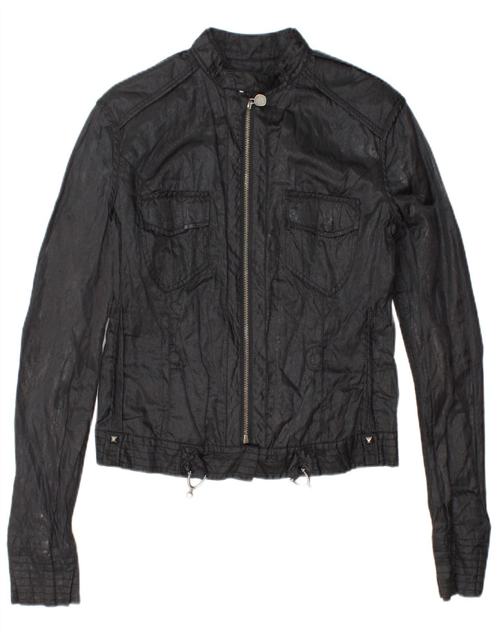 Giacca utility corta GUESS da donna UK 14 grande cotone nero