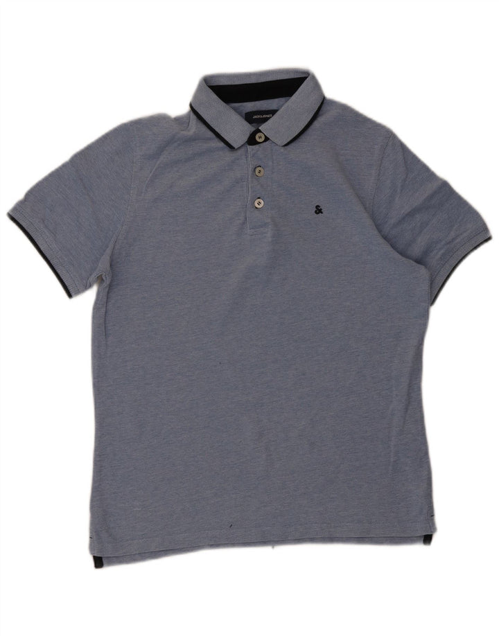 Polo da uomo Jack & Jones in cotone blu medio