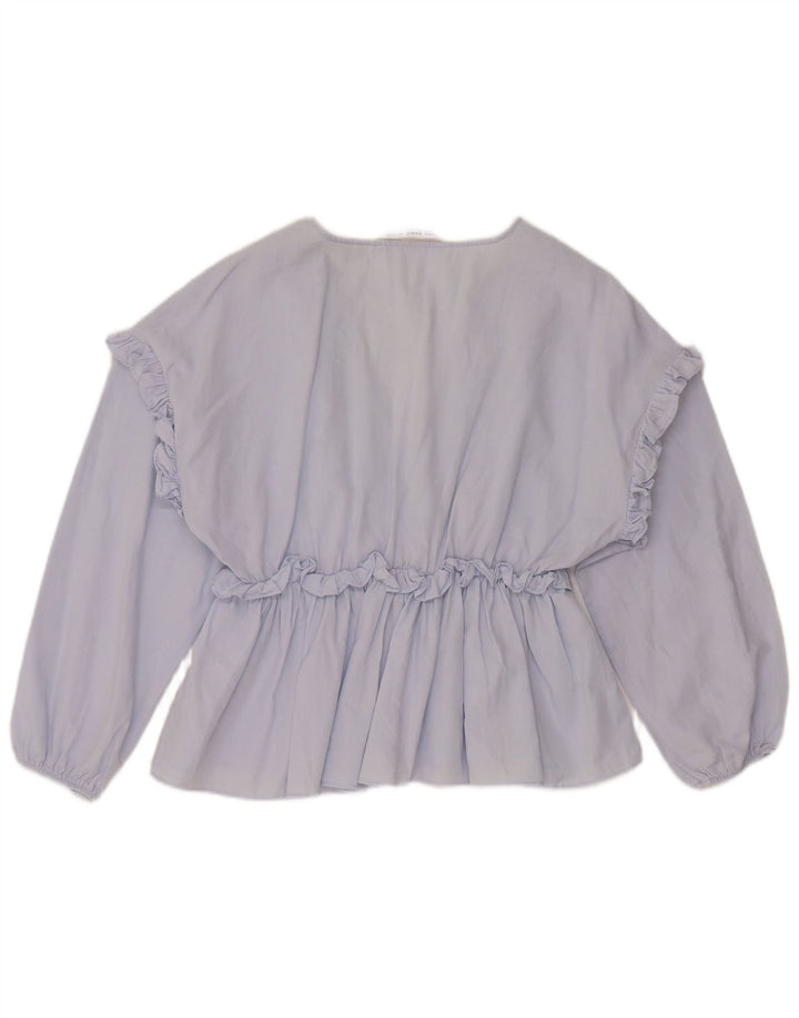 Camicetta a maniche lunghe da donna Zara UK 10 piccola in cotone blu