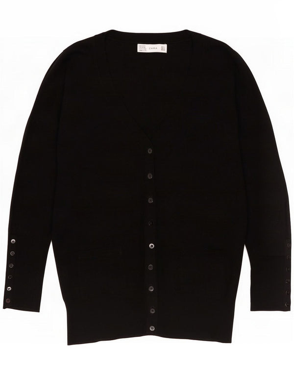 Zara Womens Cardigan Sweater UK 16 Large Black Viscose