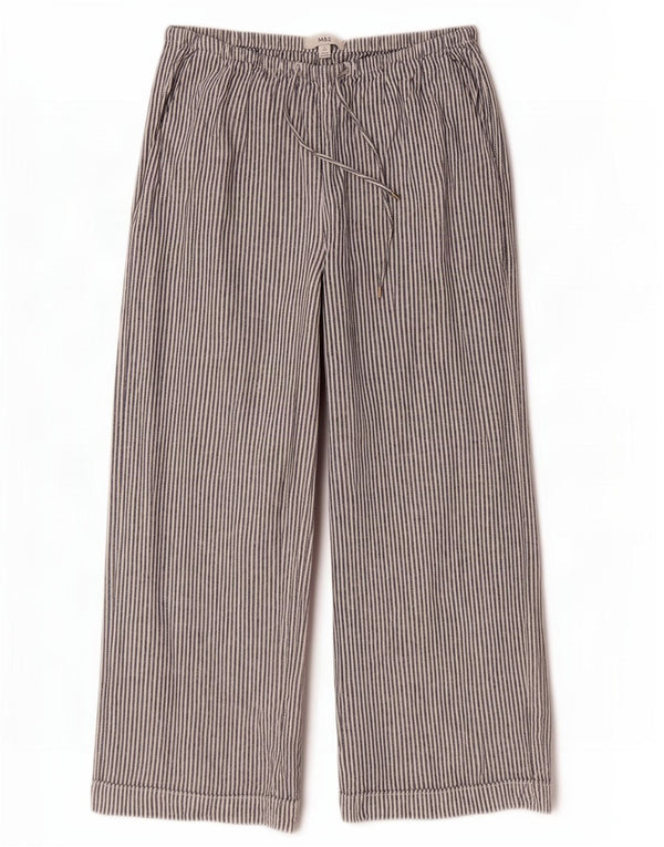 Pantaloni casual a vita alta da donna Marks & Spencer UK 16 Large W32 L26 Grigio