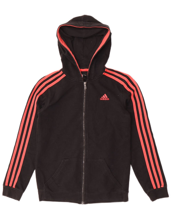 Adidas Womens Zip Hoodie Sweater UK 10 Small Black