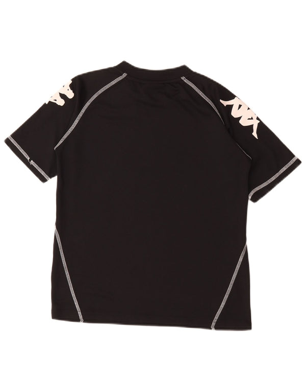 T-shirt grafica Kappa per ragazzi 11-12 anni in poliestere nero