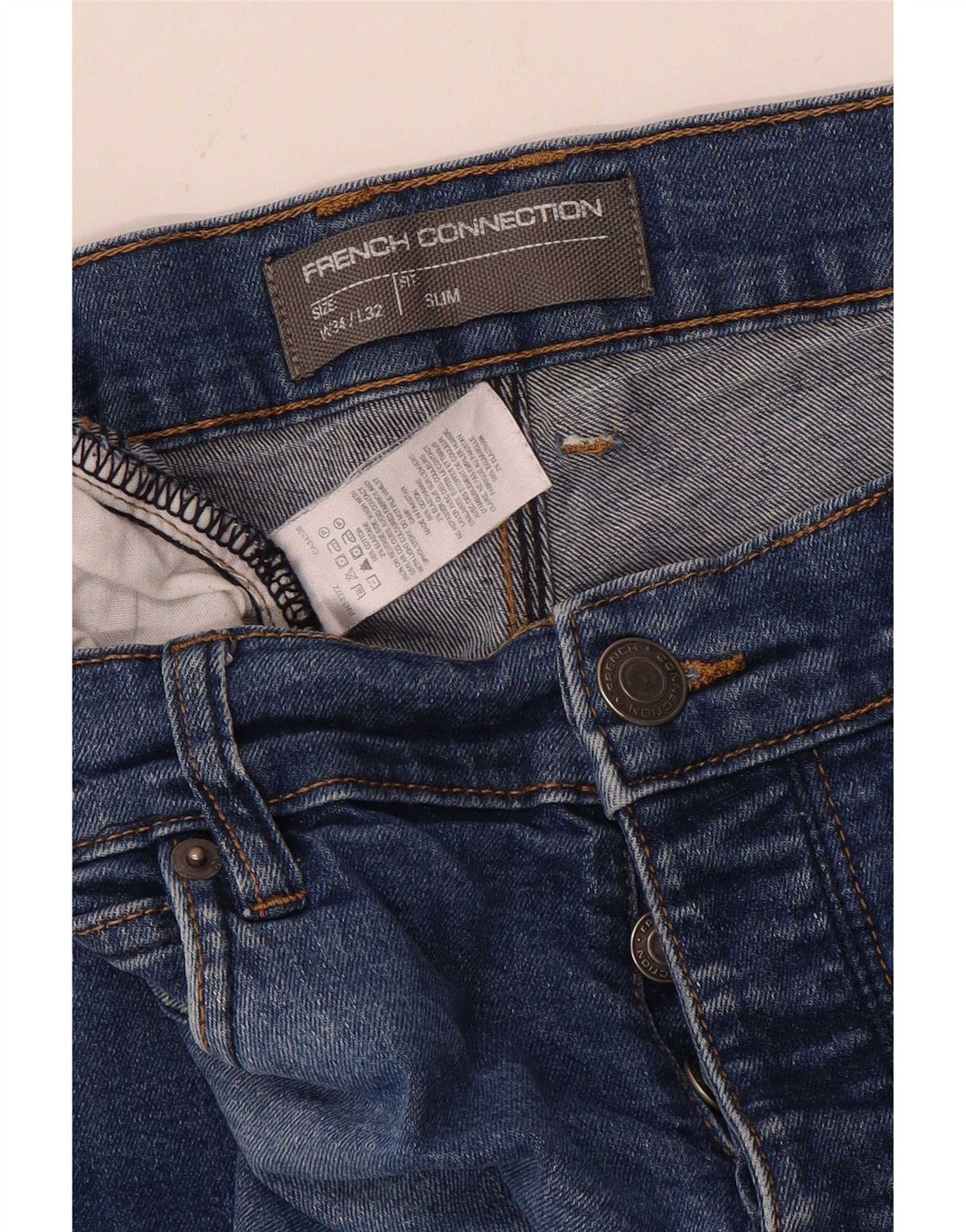 Jeans slim da uomo French Connection W34 L32 cotone blu