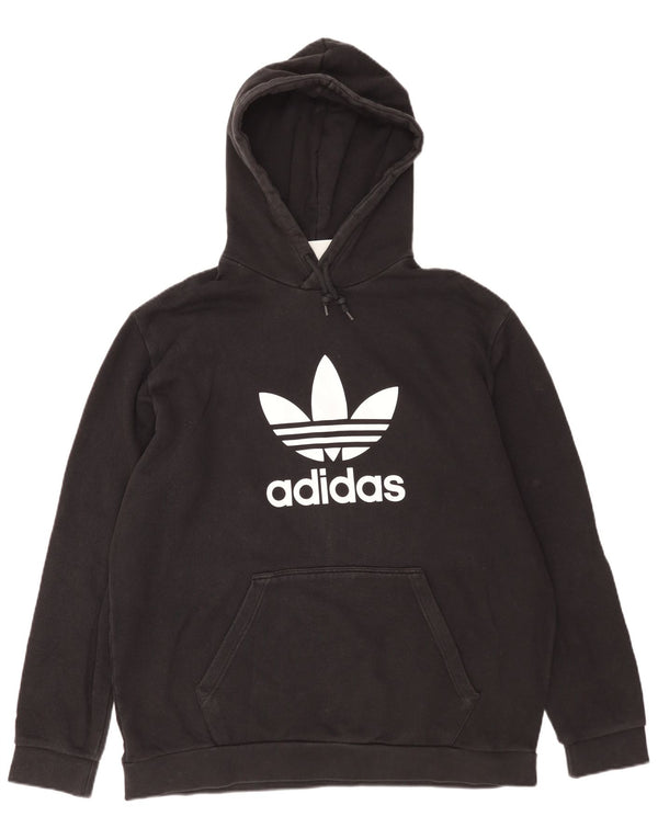 Felpa con cappuccio grafica da uomo Adidas XL in cotone nero
