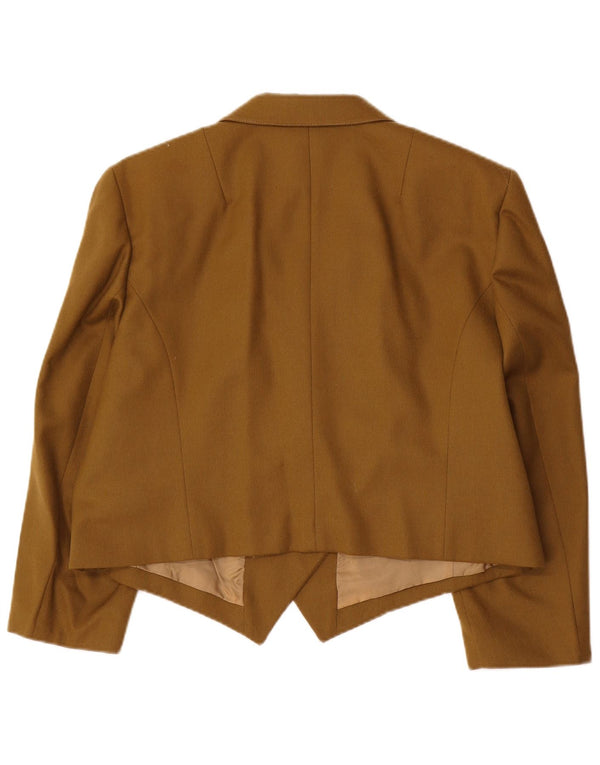 Giacca bolero doppiopetto vintage da donna con maniche a 3/4 IT 46 grande color kaki