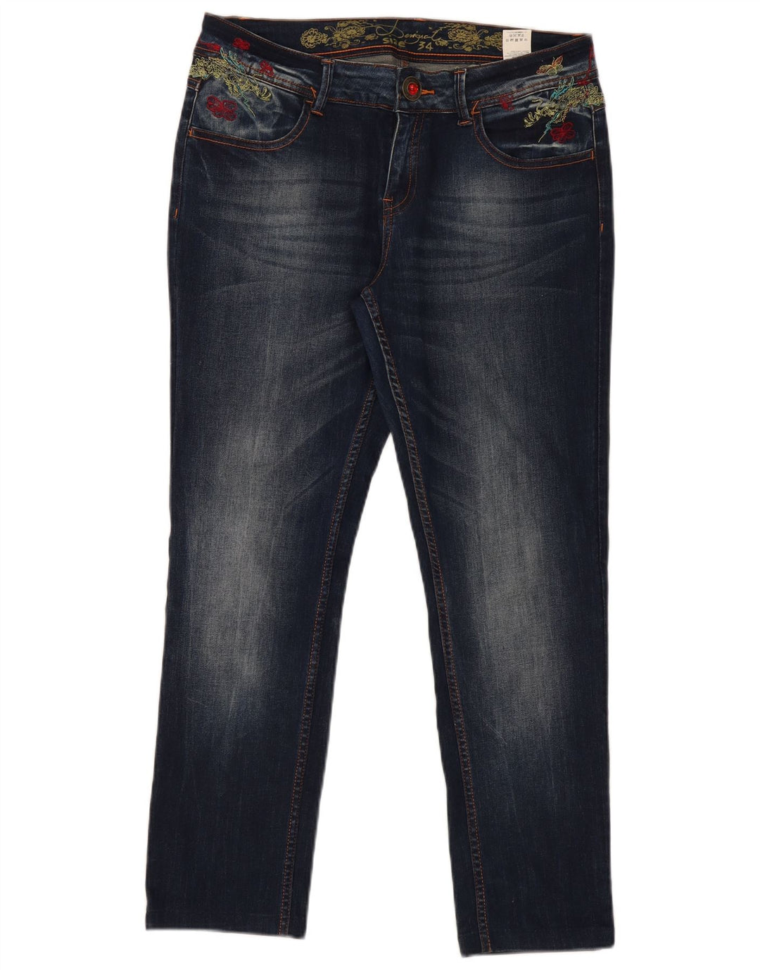 Jeans slim grafici da donna Desigual W34 L29 poliestere blu navy