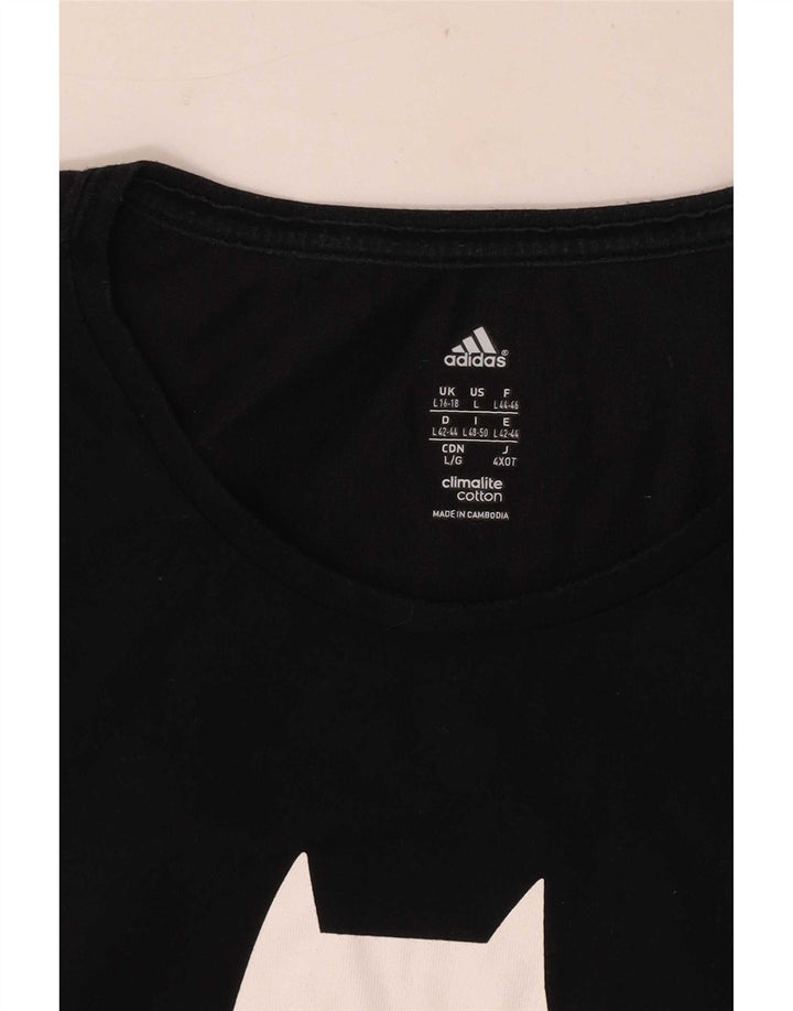 T-shirt grafica regolare da donna Adidas UK 16/18 grande nera