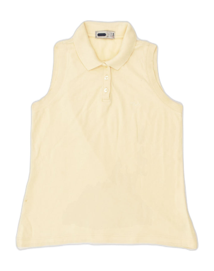 FILA Womens Sleeveless Polo Shirt IT 46 Large  Yellow Cotton | Vintage Fila | Thrift | Second-Hand Fila | Used Clothing | Messina Hembry 