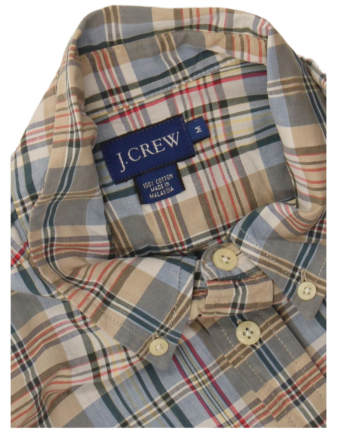 J. CREW Camicia a maniche corte da uomo in cotone a quadri multicolore medio