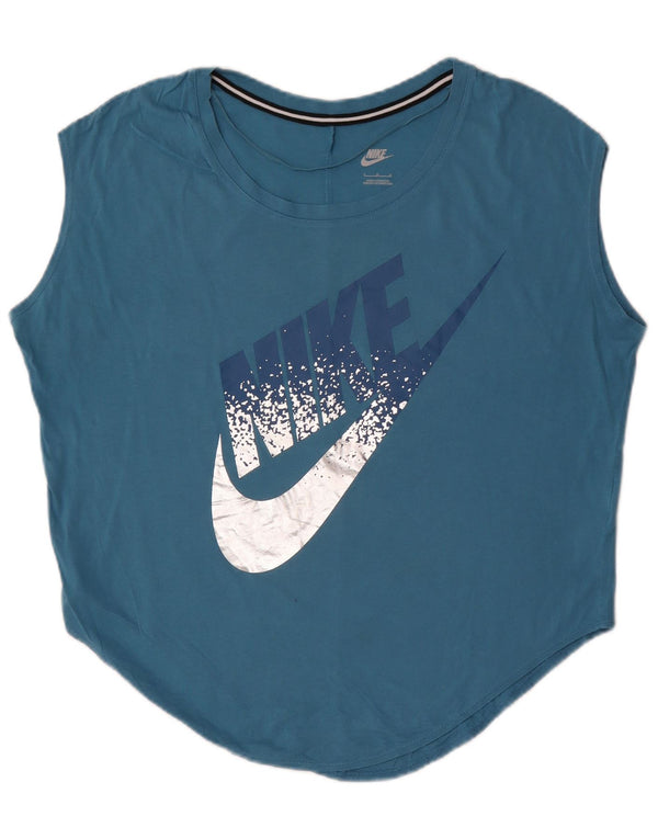 Canotta grafica oversize da donna Nike UK 14 grande cotone blu