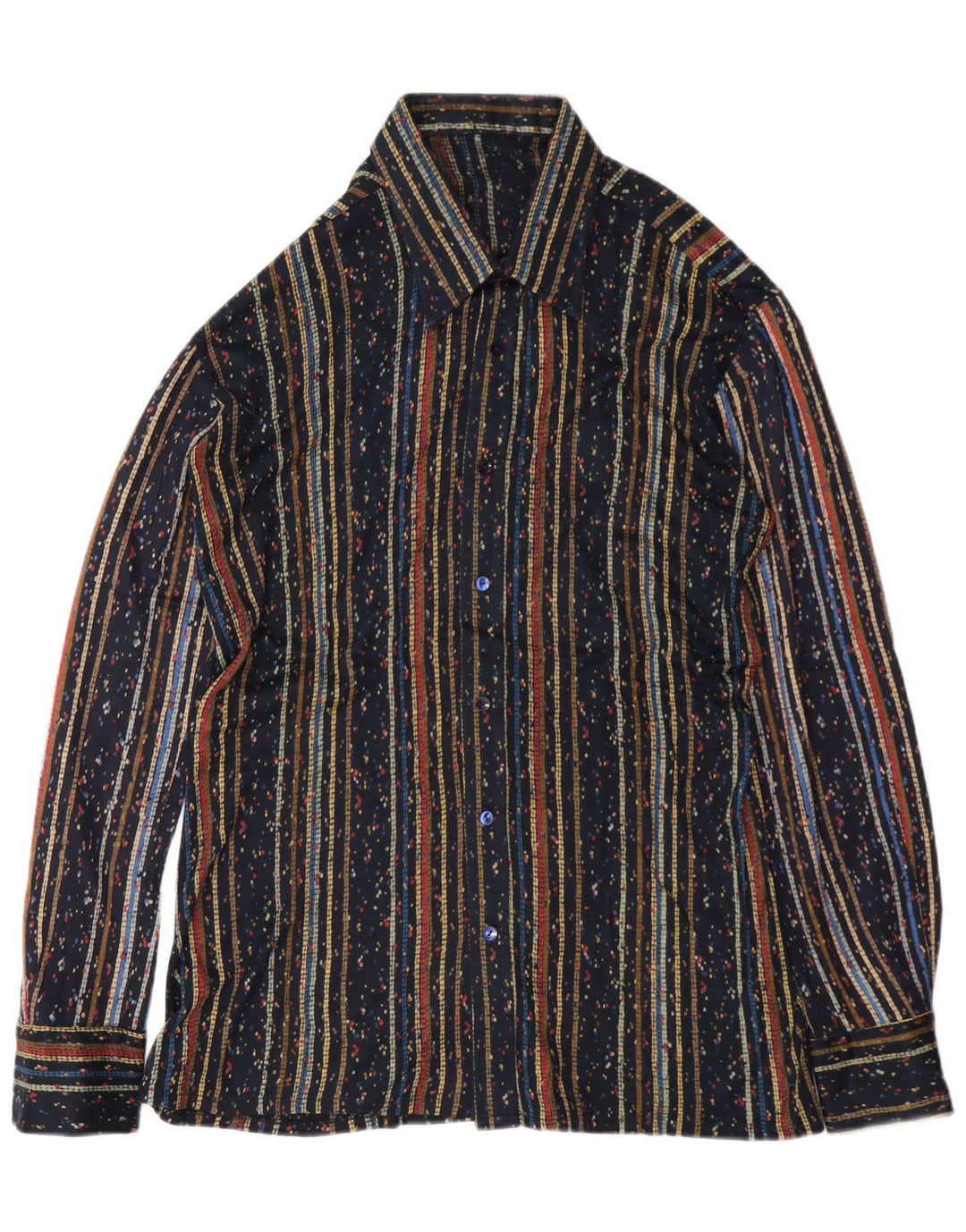 Camicia da uomo vintage a righe blu navy medie
