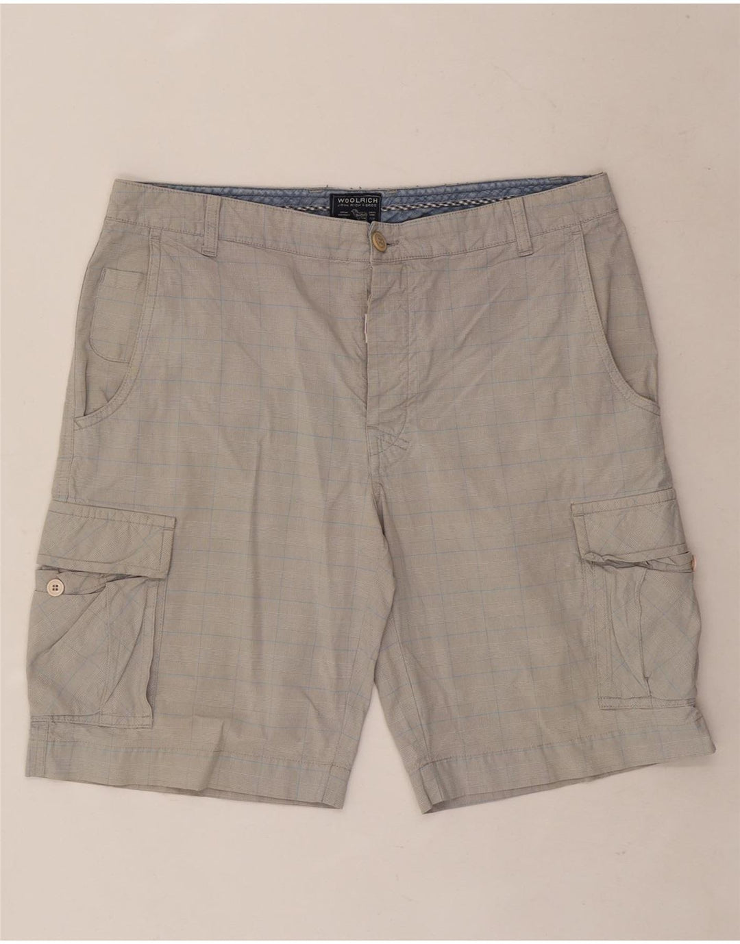 Pantaloncini cargo da uomo Woolrich W34 quadri grigi grandi