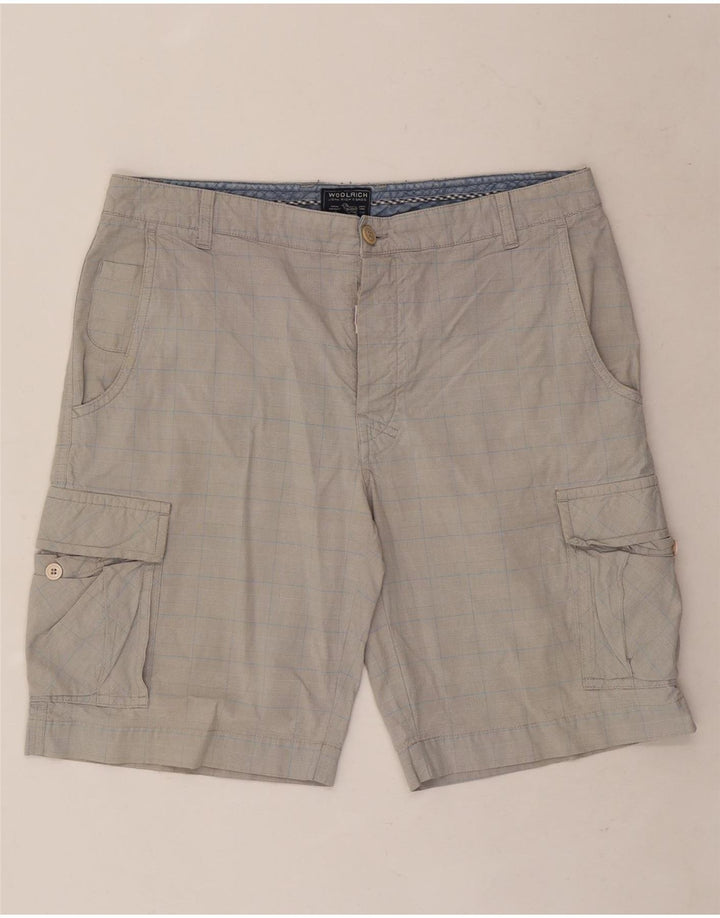 Pantaloncini cargo da uomo Woolrich W34 quadri grigi grandi