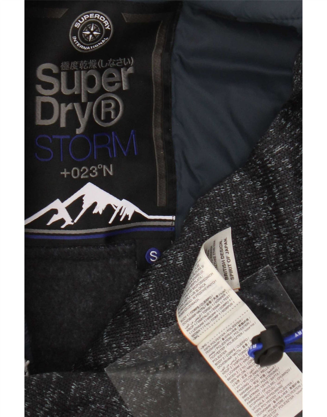 Maglione con cappuccio e zip da uomo Superdry piccolo poliestere chiazzato grigio