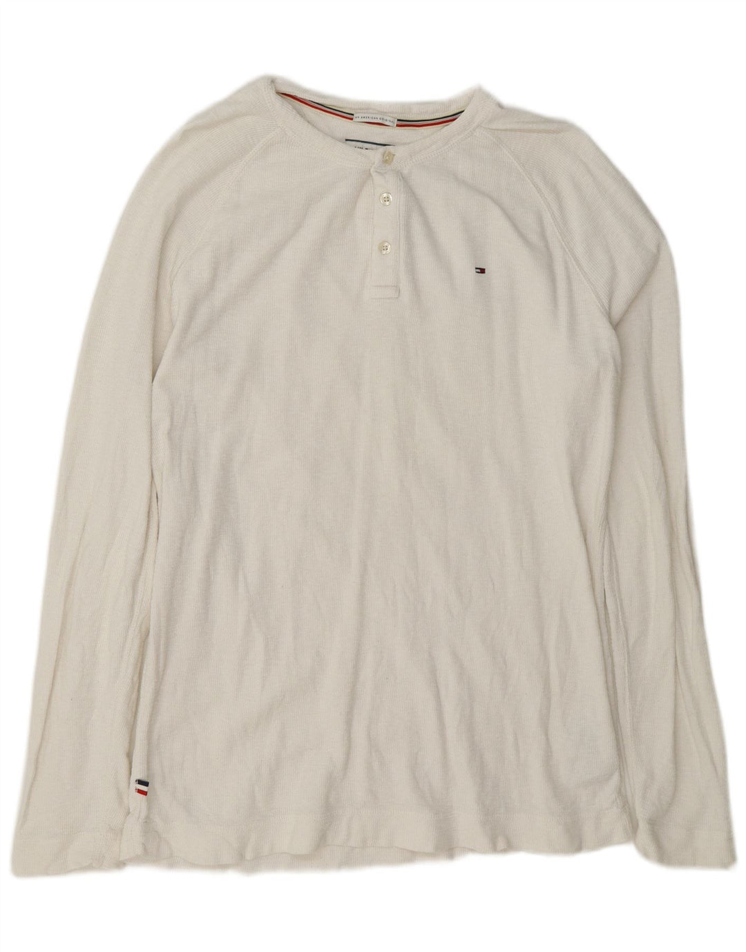 Tommy Hilfiger Uomo Regular Top Manica Lunga Grande Cotone Bianco