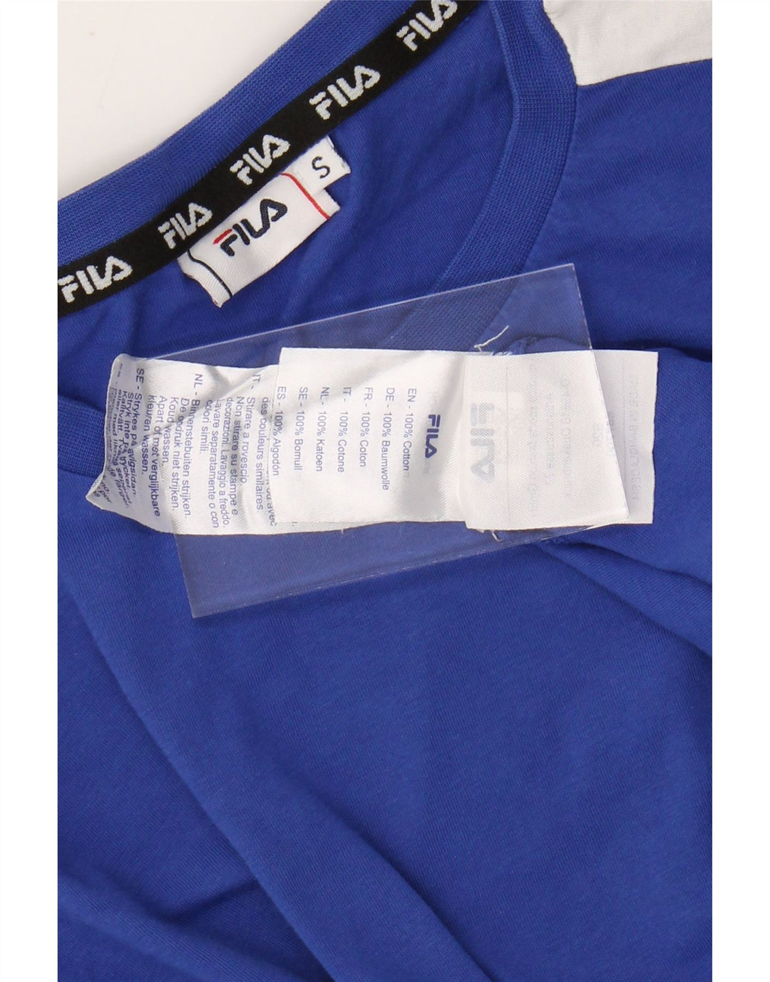 T-shirt grafica da uomo FILA Top Small in cotone color block blu