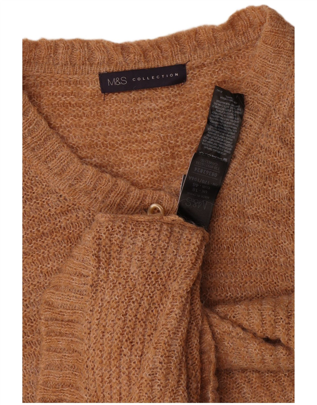 Maglione cardigan da donna Marks & Spencer UK 18 XL Poliammide a righe beige