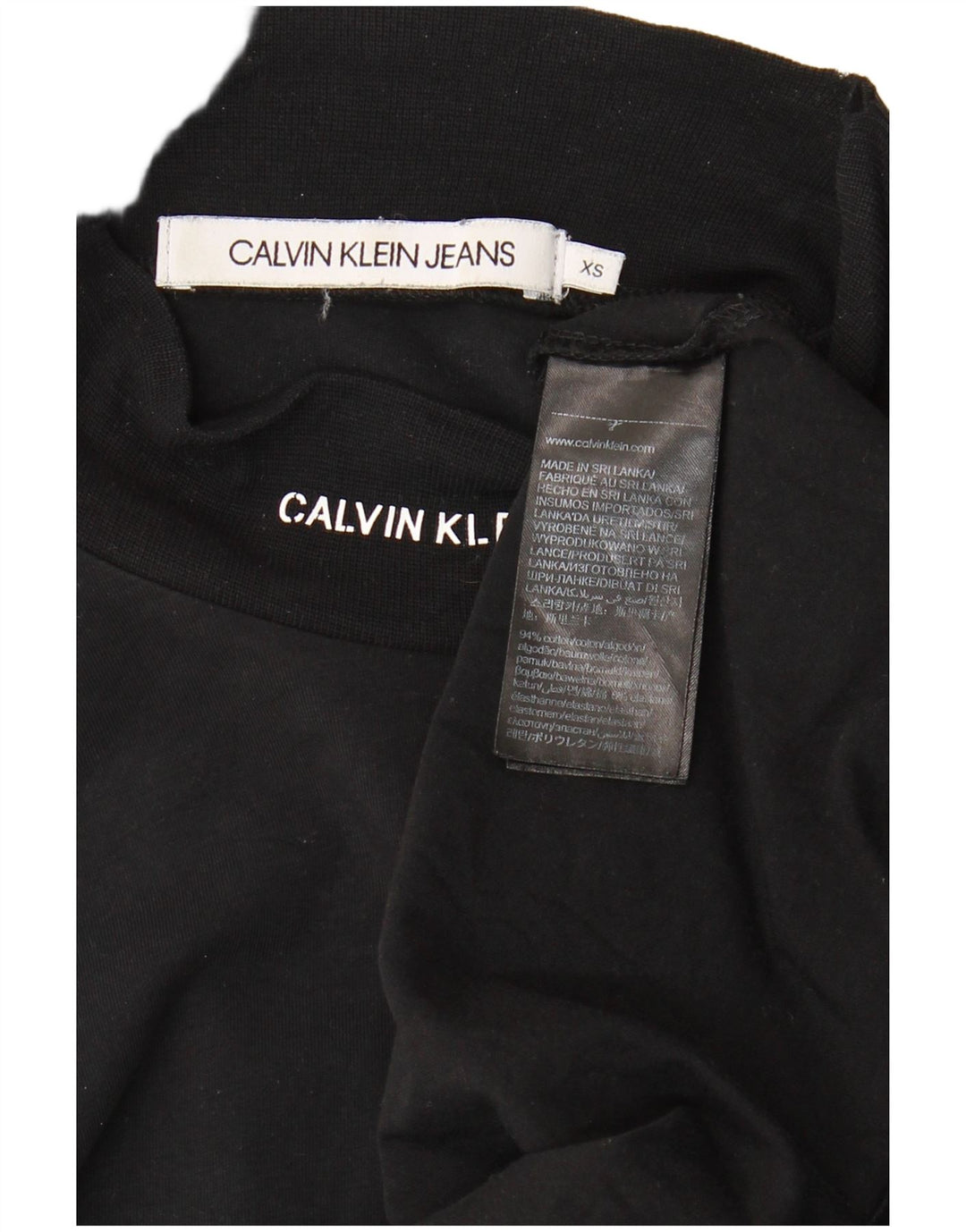 Calvin Klein Jeans Top da uomo a maniche lunghe XS in cotone nero