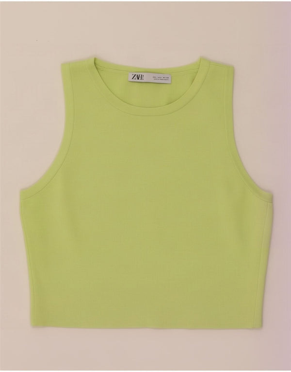 Canotta corta da donna Zara UK 14 grande viscosa verde