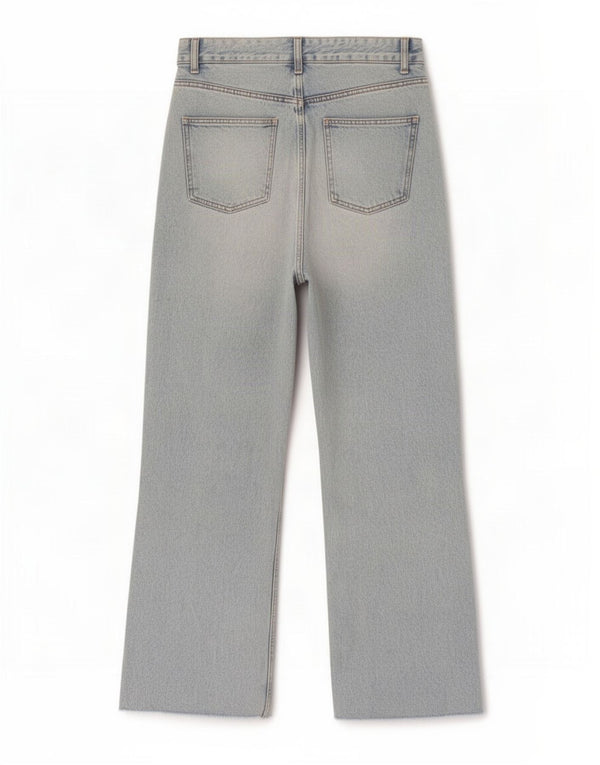 Jeans Zara da donna a gamba larga a vita alta effetto consumato EU 42 Large W32 L31 Blu