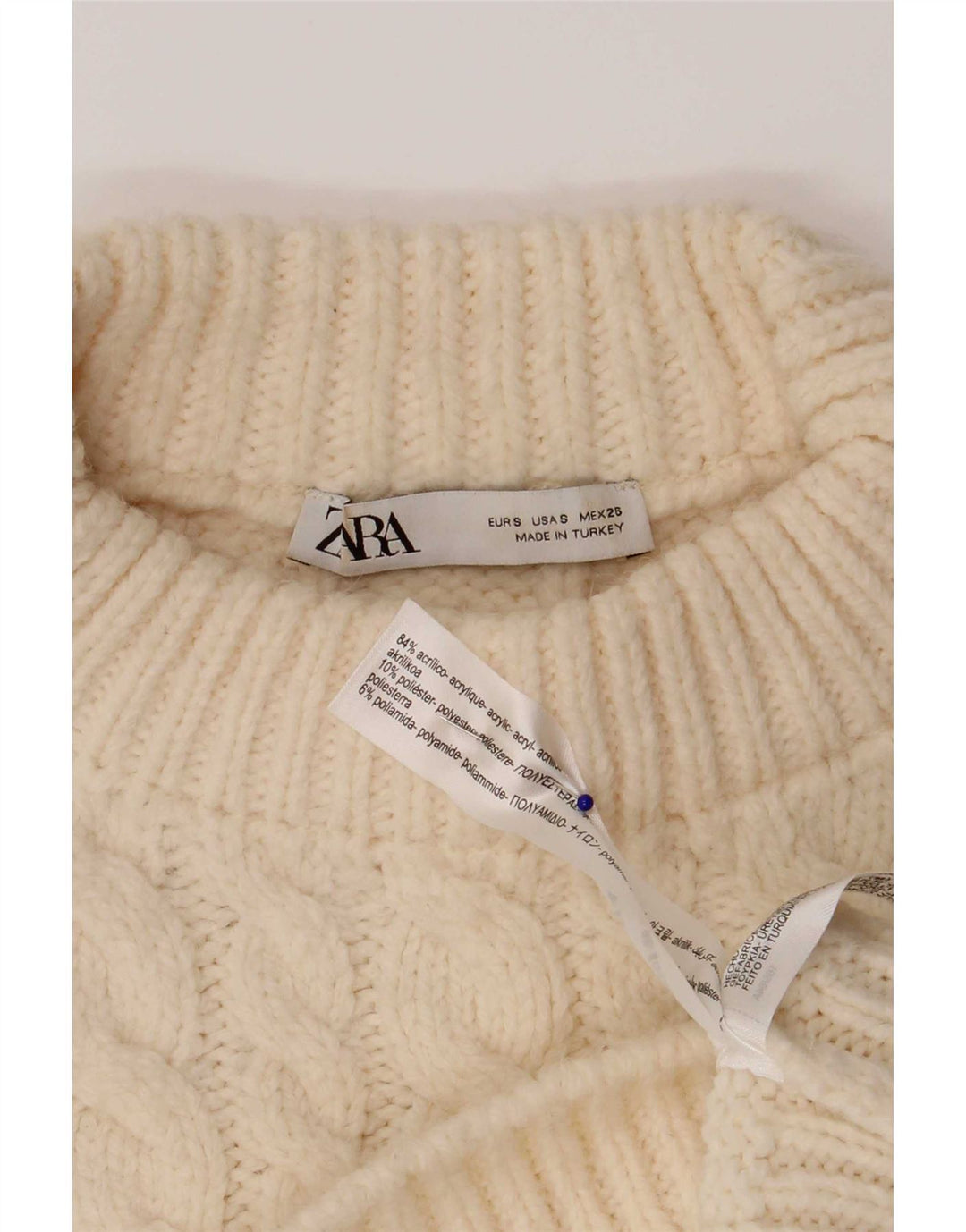Canotta corta oversize da donna Zara UK 10 piccola in acrilico bianco