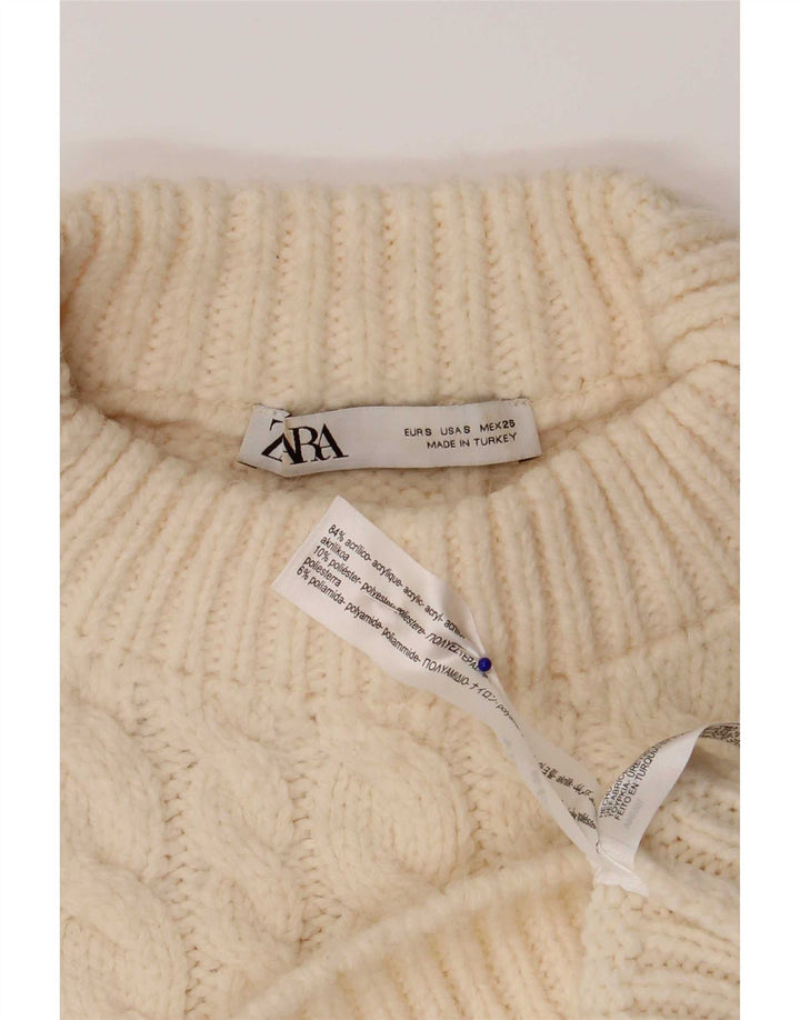Canotta corta oversize da donna Zara UK 10 piccola in acrilico bianco