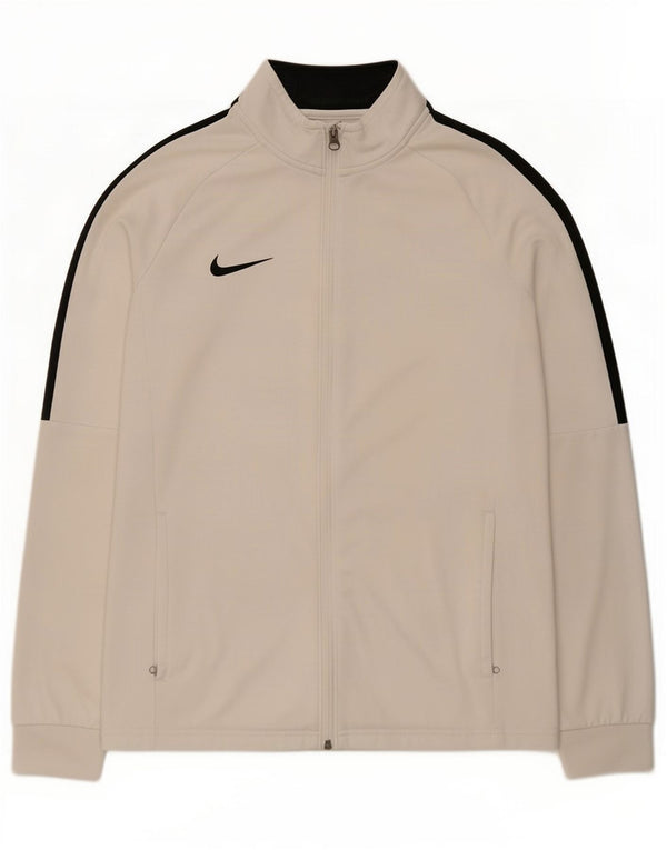 Giacca da tuta da uomo Nike Dri Fit, giacca in poliestere color block bianco medio