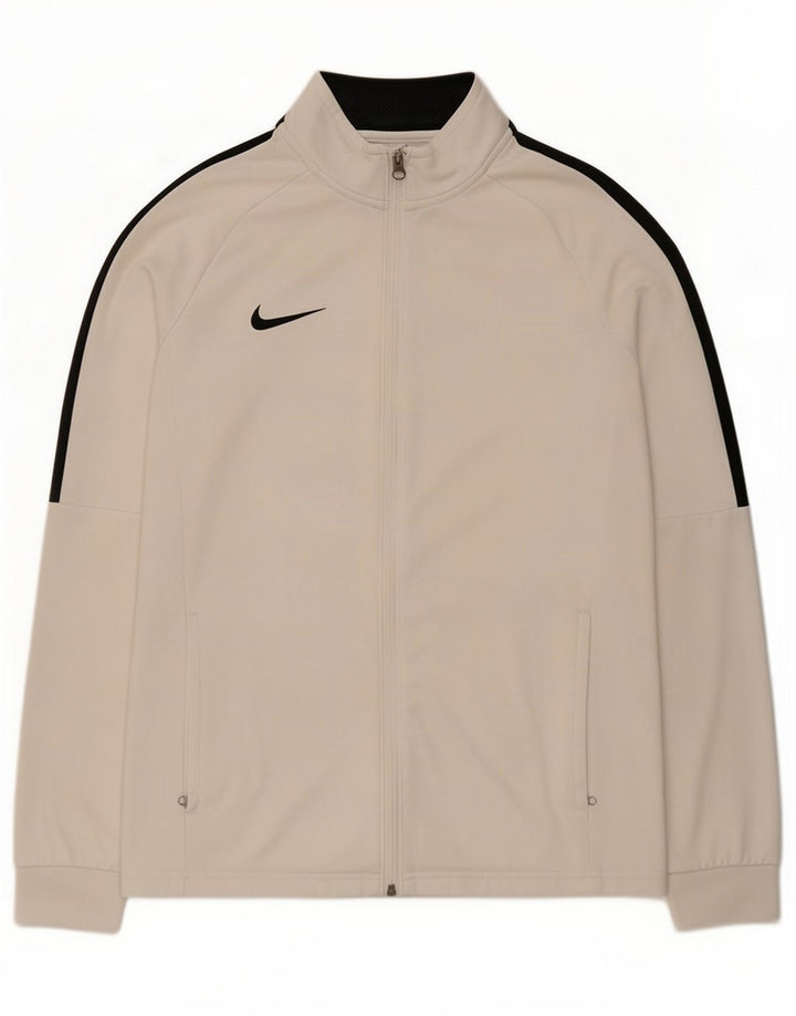 Giacca da tuta da uomo Nike Dri Fit, giacca in poliestere color block bianco medio