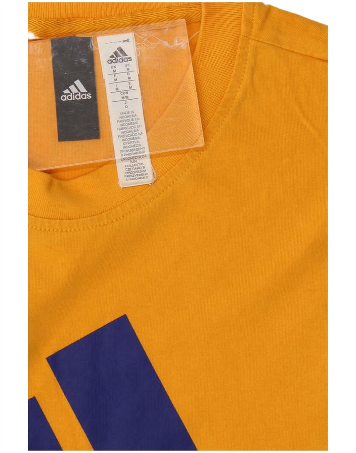 ADIDAS Mens Graphic T-Shirt Top Medium Yellow Cotton
