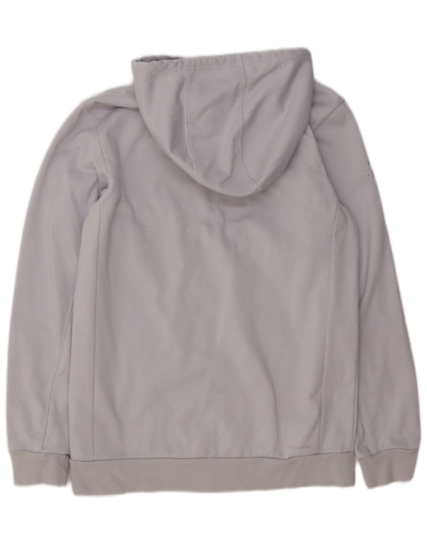 Maglione con cappuccio e zip da uomo Adidas in poliestere grigio medio