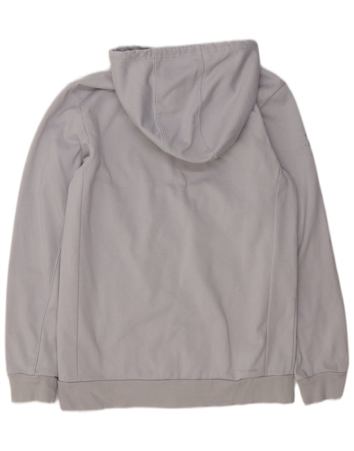 Maglione con cappuccio e zip da uomo Adidas in poliestere grigio medio