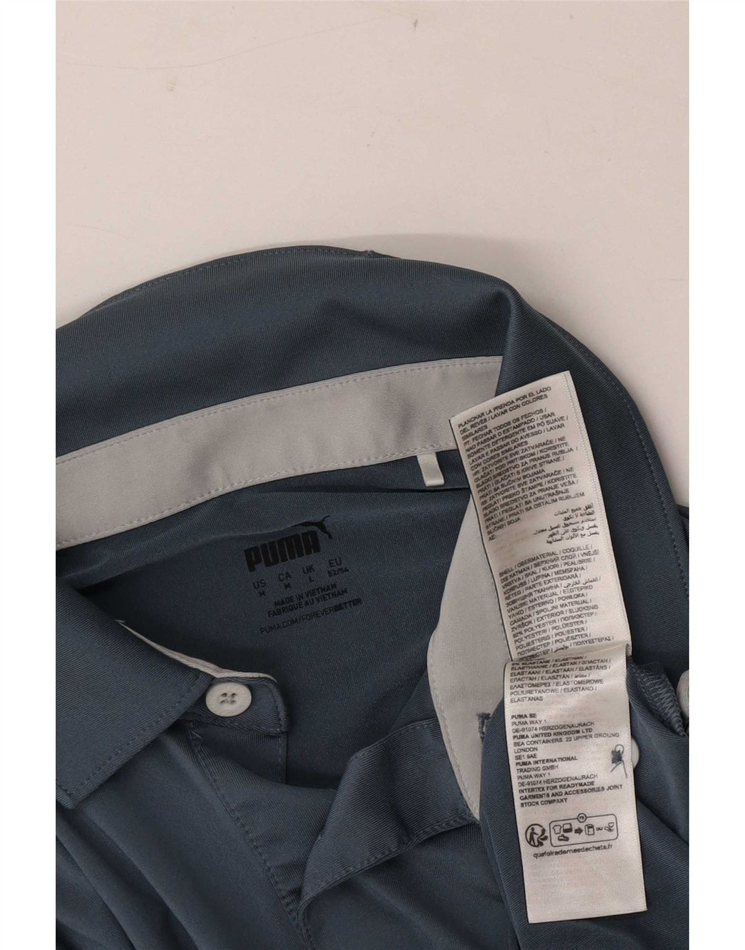 Polo Puma da uomo grande in poliestere color block blu navy