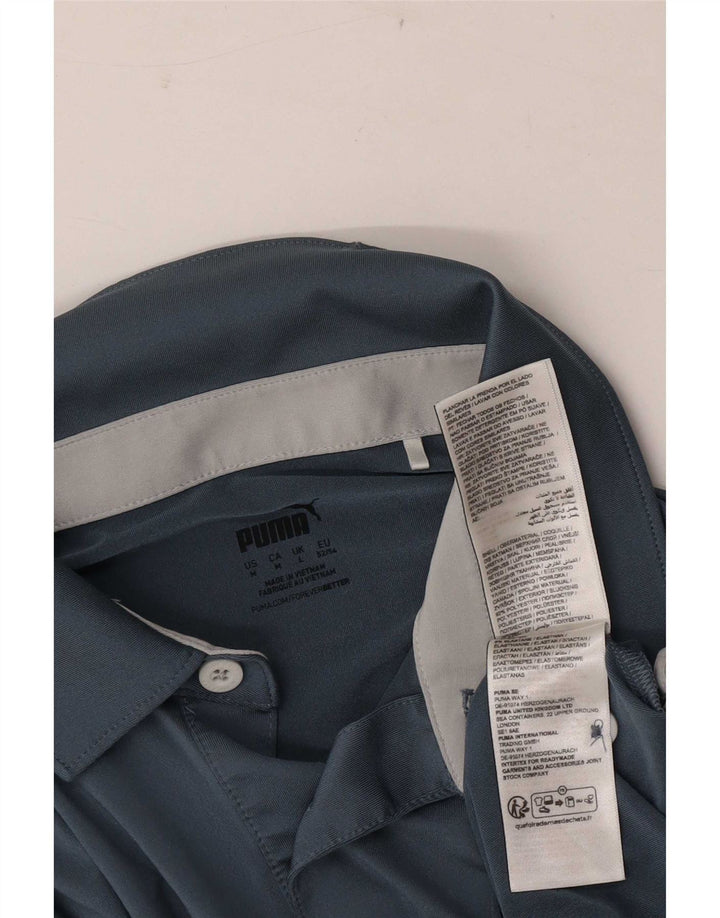 Polo Puma da uomo grande in poliestere color block blu navy