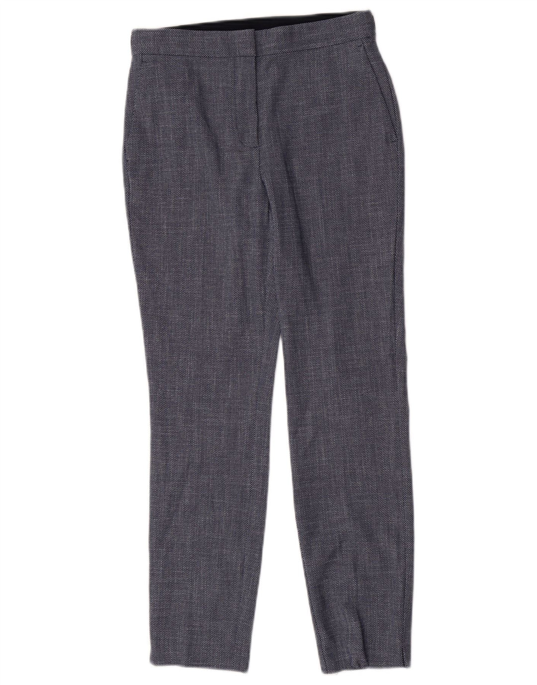 Pantaloni da abito slim da donna Zara piccoli W26 L27 poliestere geometrico blu navy