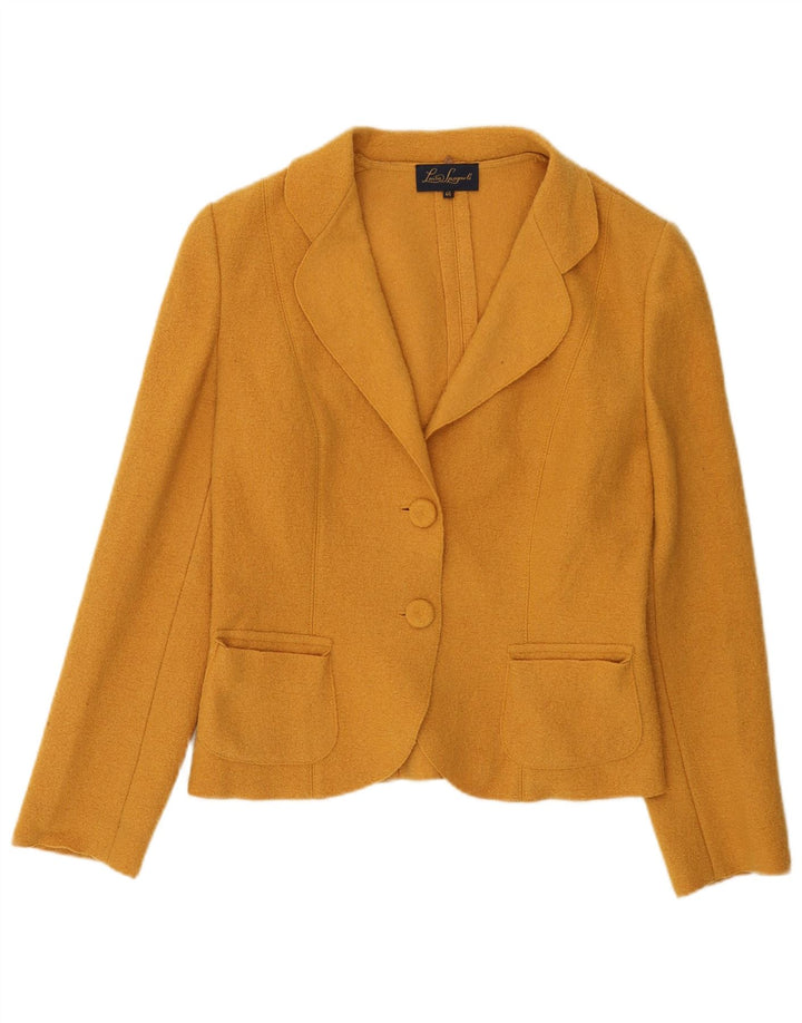 Giacca Blazer a 2 Bottoni da Donna Luisa Spagnoli IT 46 Large in Lana Gialla