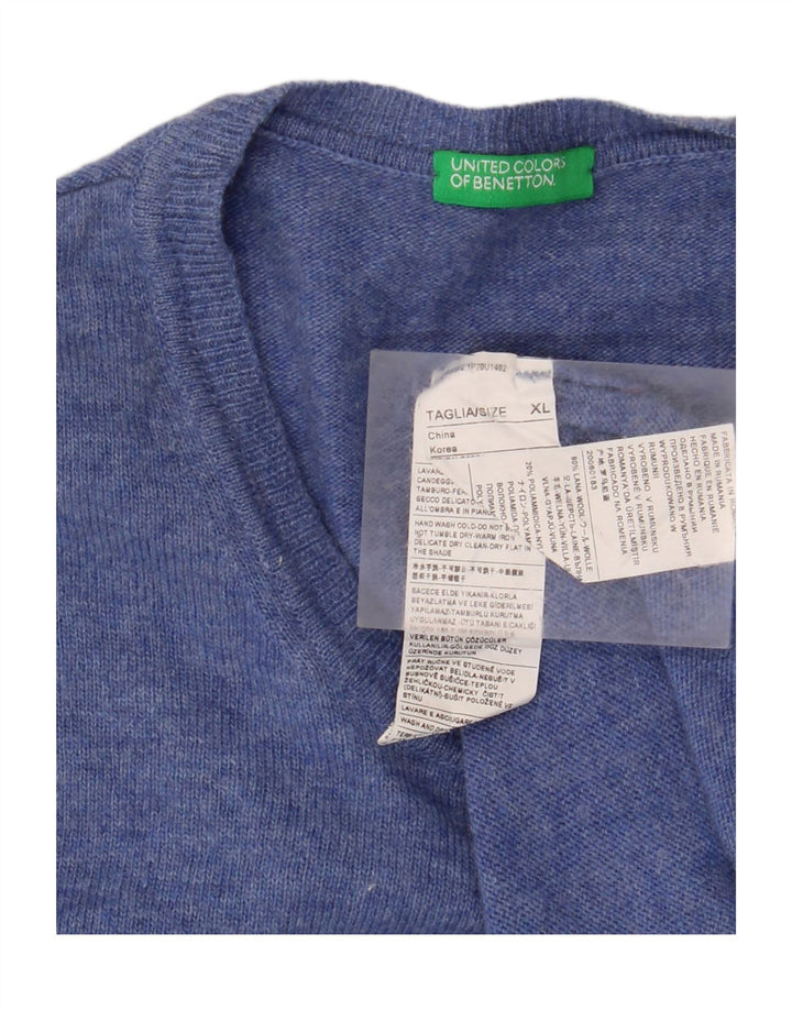 BENETTON Maglione da uomo girocollo in lana XL blu