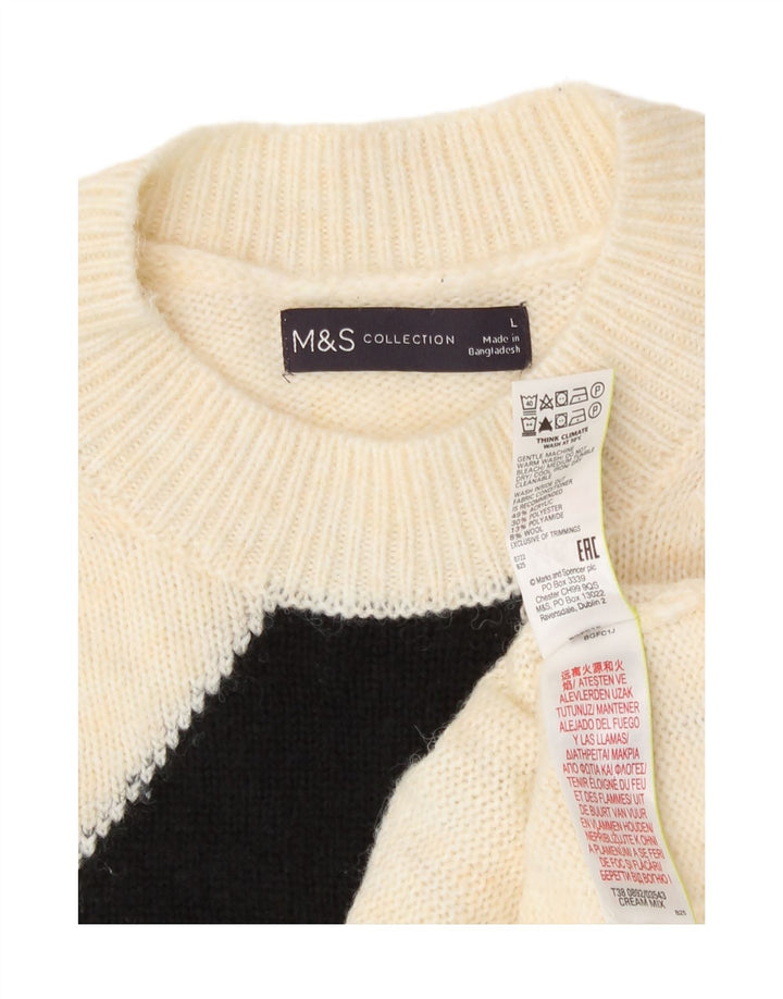 Maglione maglione girocollo da donna Marks & Spencer UK 16 grande bianco sporco