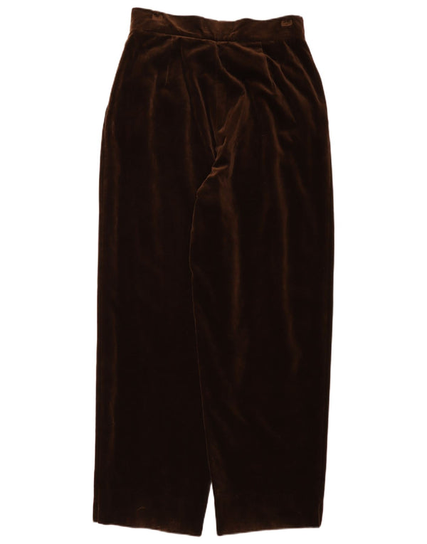 Pantaloni casual a vita alta in velluto da donna vintage IT 46 Large W30 L30 Marrone