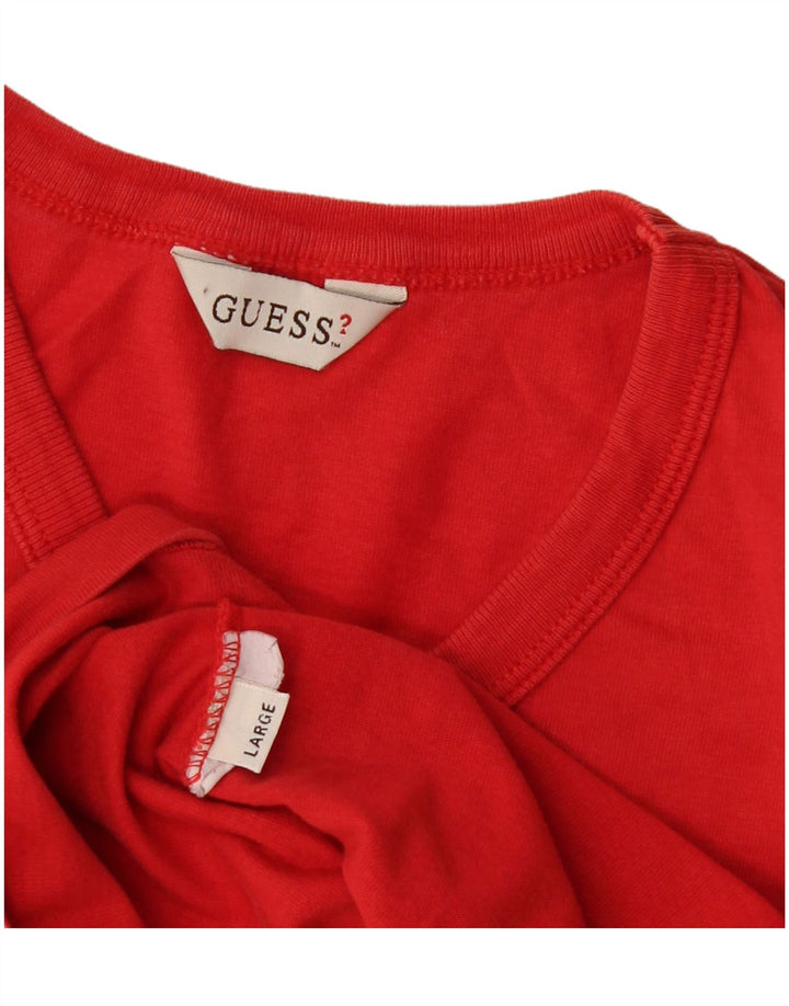 Guess T-shirt grafica da donna Top UK 14 Large Rossa