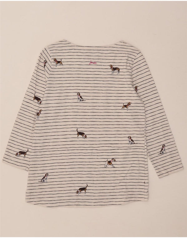 Joules Maglietta grafica da donna manica 3/4 UK 12 Cotone a righe bianche medie