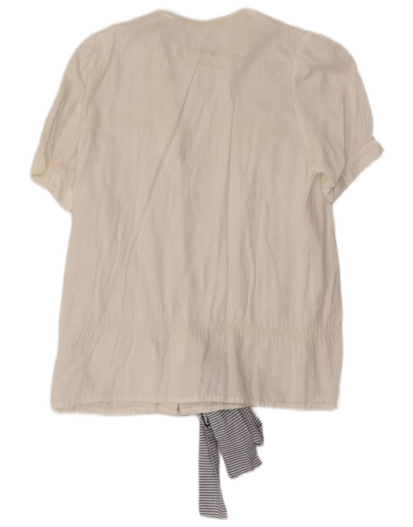 Camicetta vintage da donna a maniche corte UK 14 a righe bianche grandi