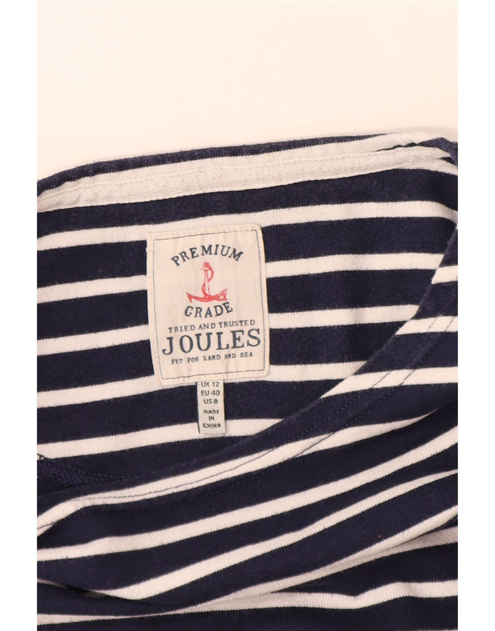 JOULES Top da donna a maniche lunghe UK 12 Medio cotone a righe blu navy