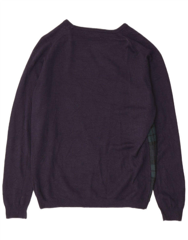 Maglione ZARA da uomo con scollo a barca XL blu navy a quadri