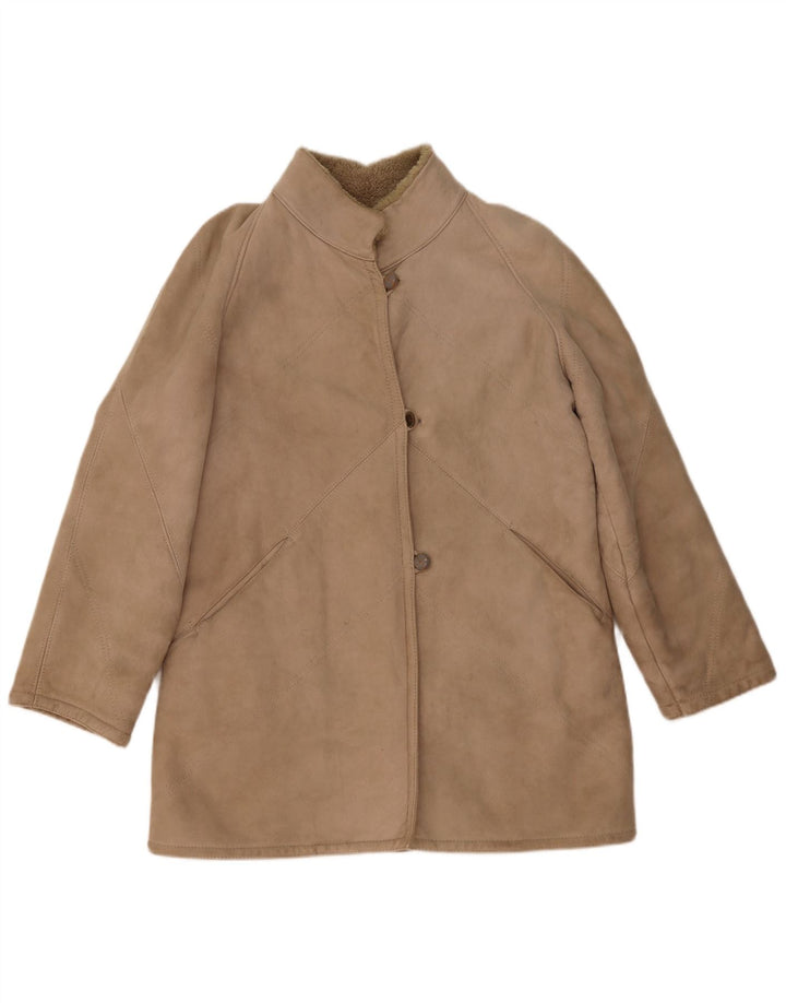 Giacca in shearling vintage da donna IT 46 Shearling beige grande