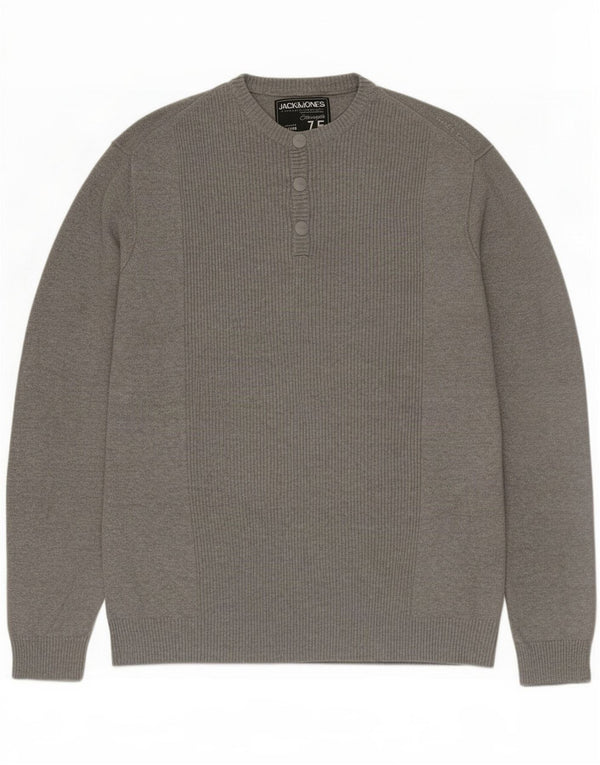 Jack & Jones Maglione da uomo con collo a bottoni XL Grigio