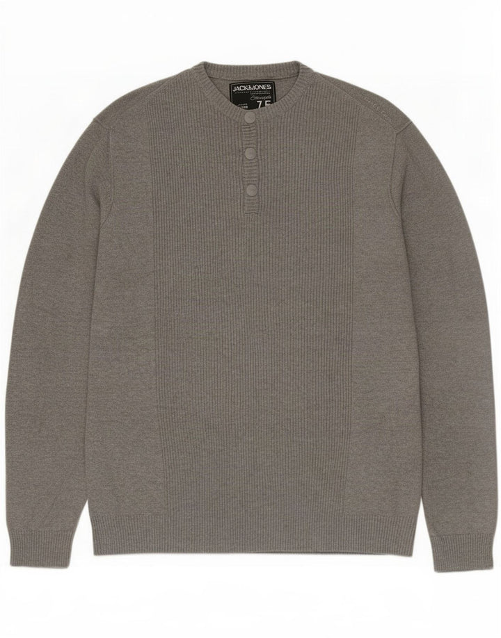 Jack & Jones Maglione da uomo con collo a bottoni XL Grigio