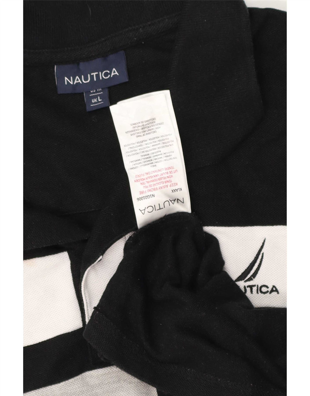 Polo da uomo Nautica grande in cotone color block nero
