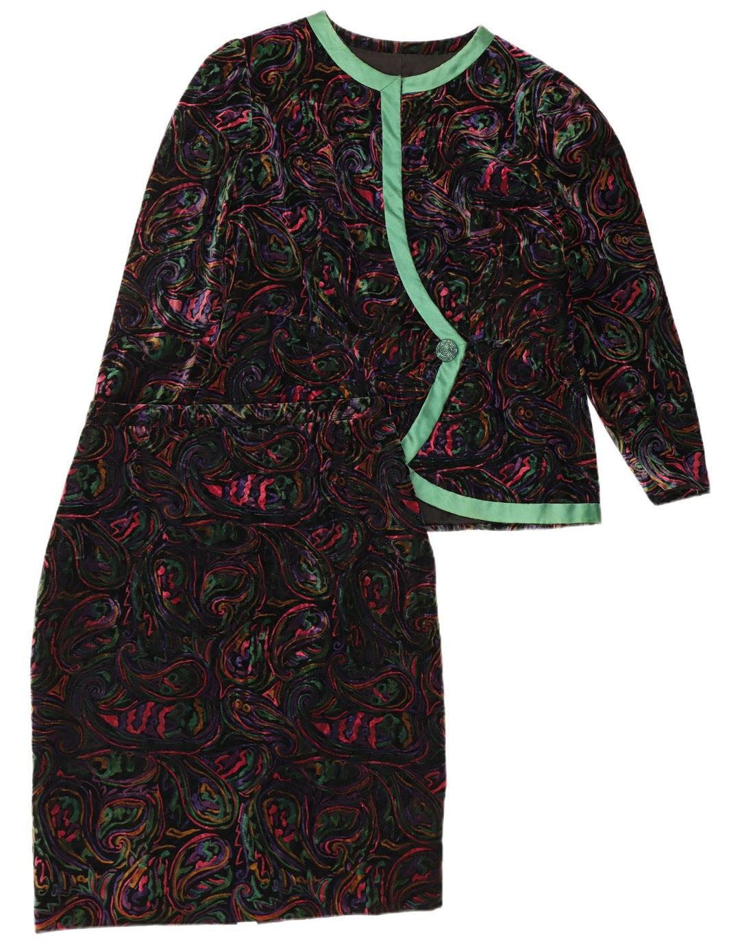 Set gonna da donna a 1 bottone 2 pezzi VINTAGE UK 12 medio W32 multicolore